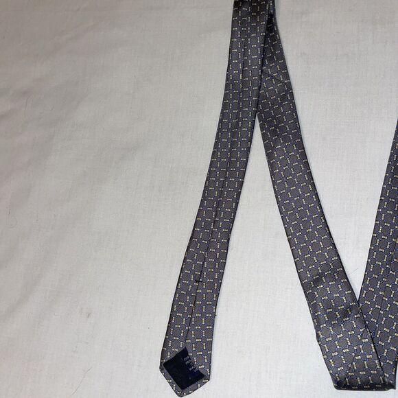 Brooks Brothers Makers Men’s Dress Tie Size 57” Gray Chain Motif Silk Business - Picture 7 of 12